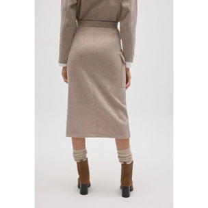 Gonna midi in stile cargo marrone caldo