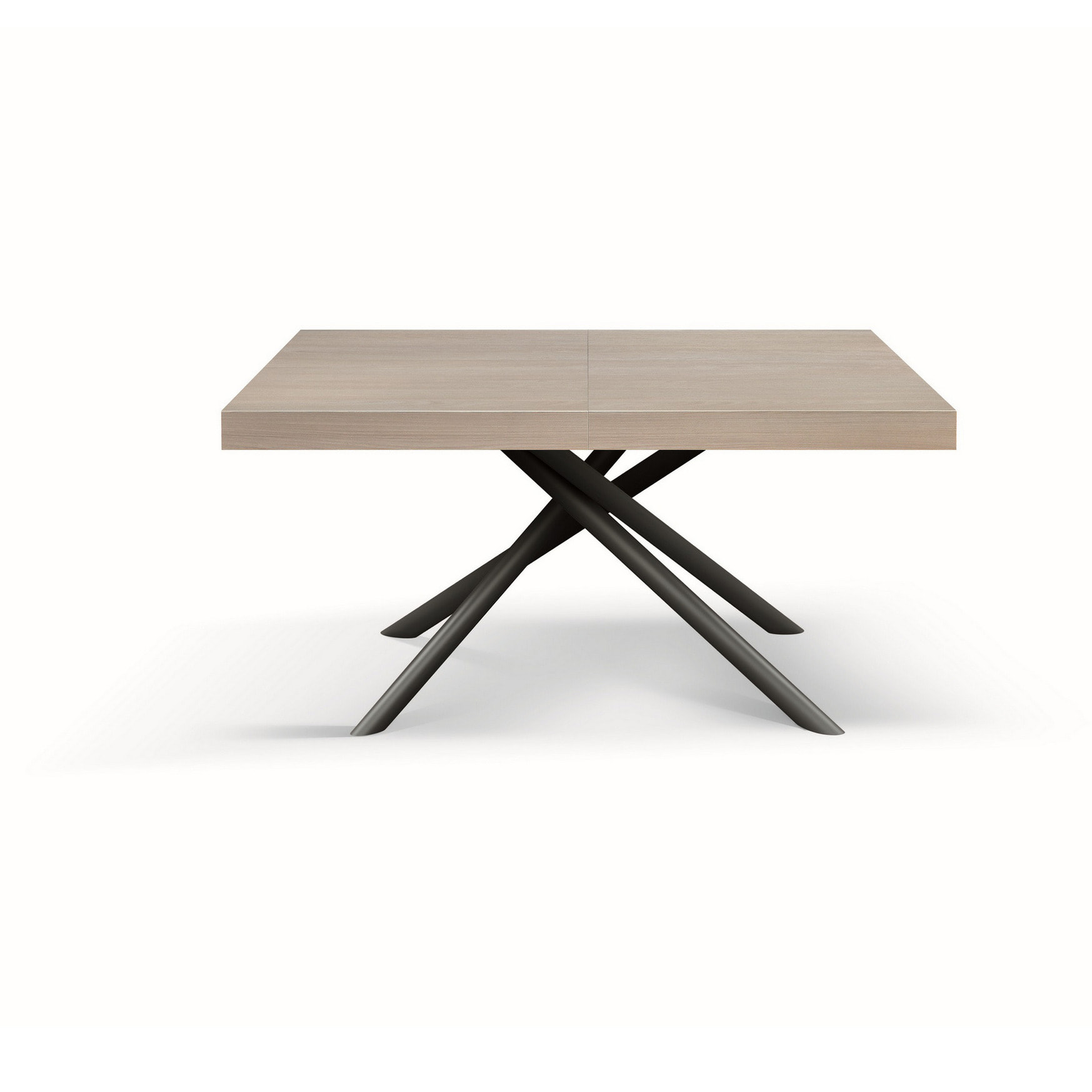 Tavolo CARRARA in legno, finitura olmo perla e base in metallo verniciato antracite, allungabile 140x90 cm - 220x90 cm