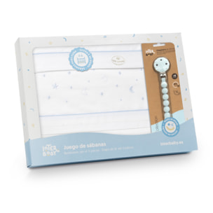 Juego de Sábanas para Cuna mod.Estrellas Luna con Broche Muselina