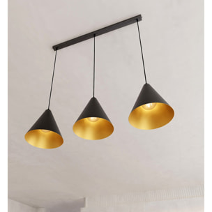Lampada a sospensione REBEL in acciaio nero e oro