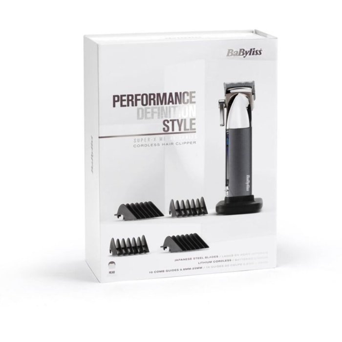 Tondeuse cheveux BABYLISS E996E - super-X metal series, molette réglable, 55 hauteurs de coupe, précision 0,2 mm, 180 mn