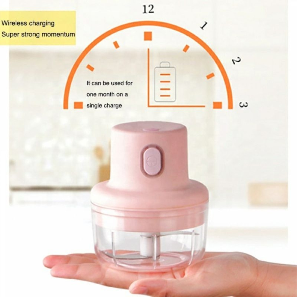 Hachoir électrique portable sans fil 100ml Rose Herzberg HG03183-PNK