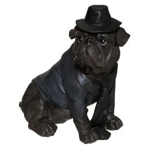 Chien assis chapeau - noir H45 cm