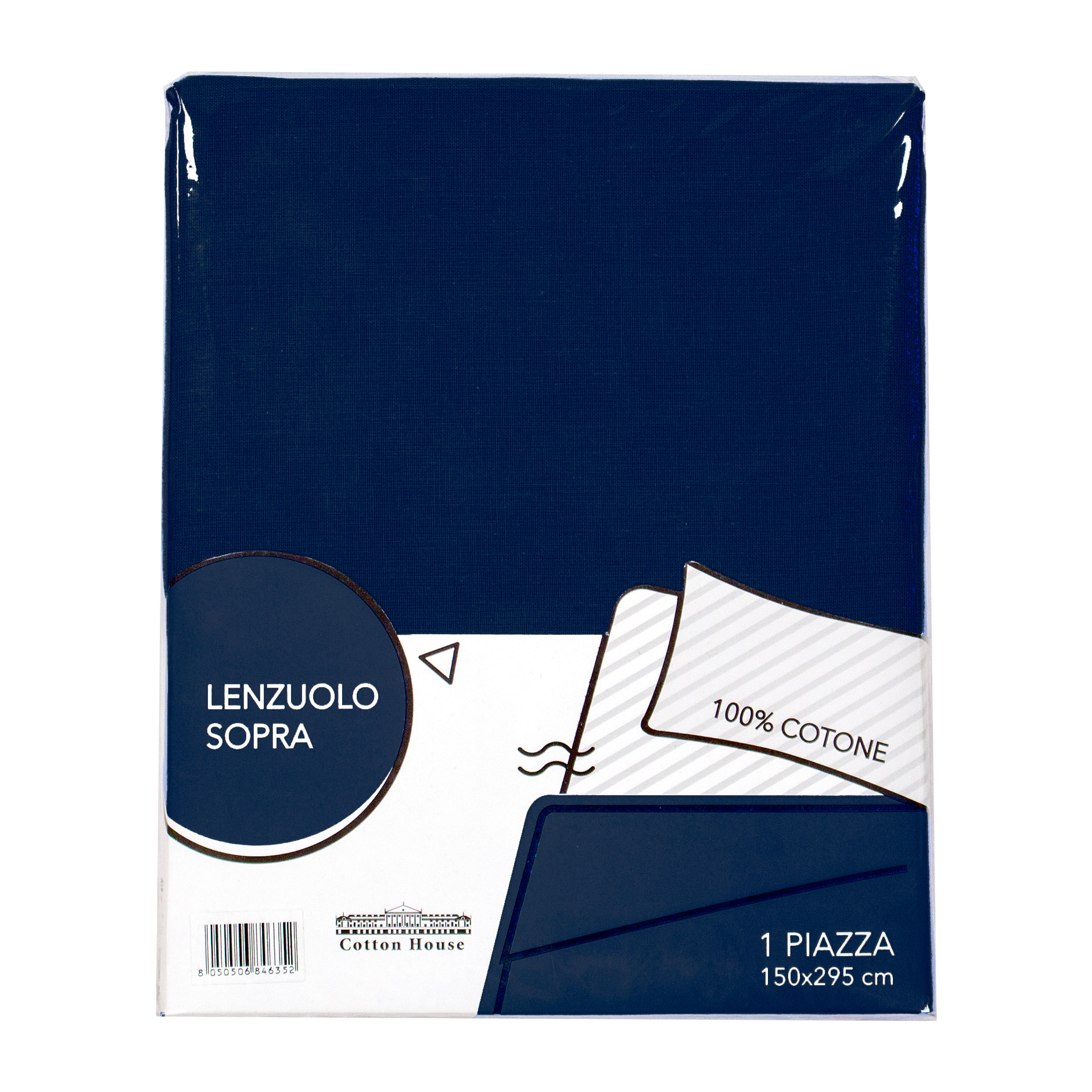 LENZUOLO SOPRA LETTO SINGOLO BLU NAVY 100% COTONE