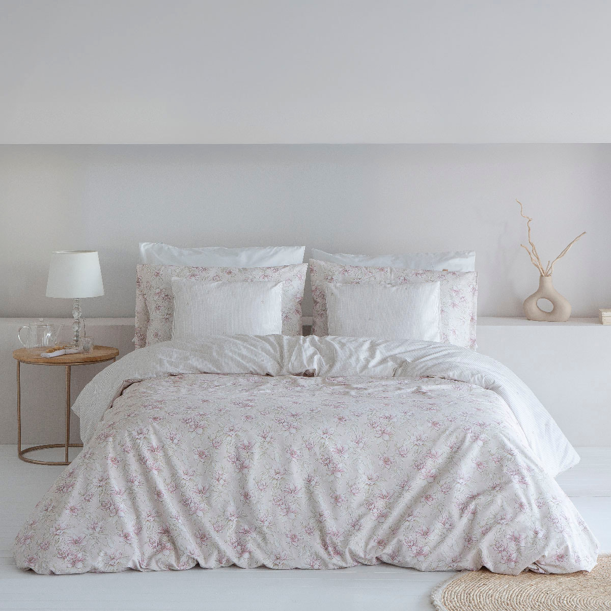 Funda nórdica reversible JEREZ/ZAIDIN Rosa - 100% algodón -
