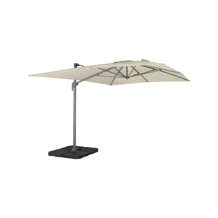 Parasol déporté rectangulaire 3x4m – Antibes – écru – parasol déporté. inclinable. rabattable et rotatif à 360°