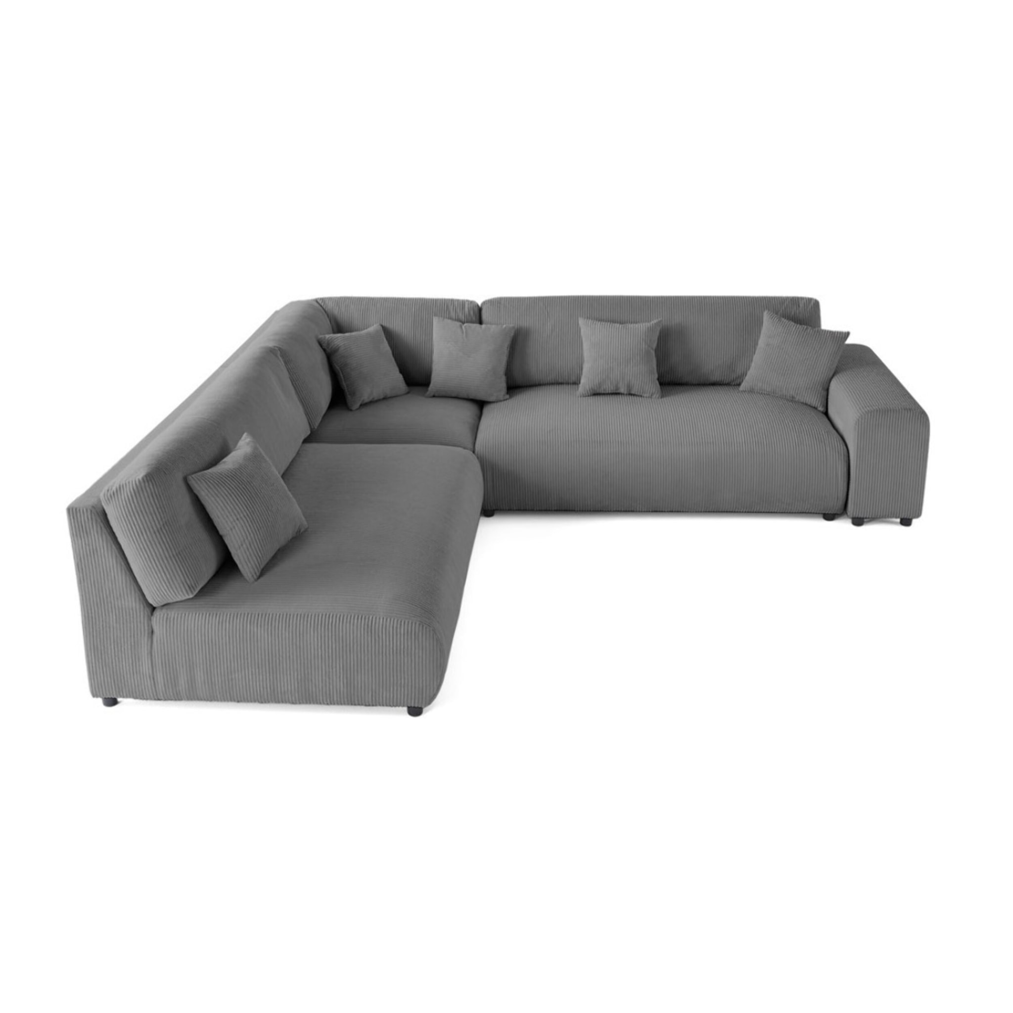 Garance - canapé modulable d'angle gauche - 6 places - en velours côtelé - Gris foncé