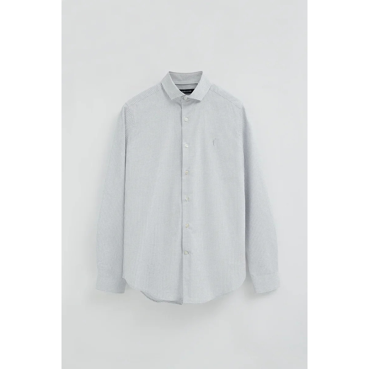 Camisa vichy azul claro de corte slim con logo Rigby Go
