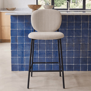 Lot de 2 tabourets de bar en velours côtelé - BETTY