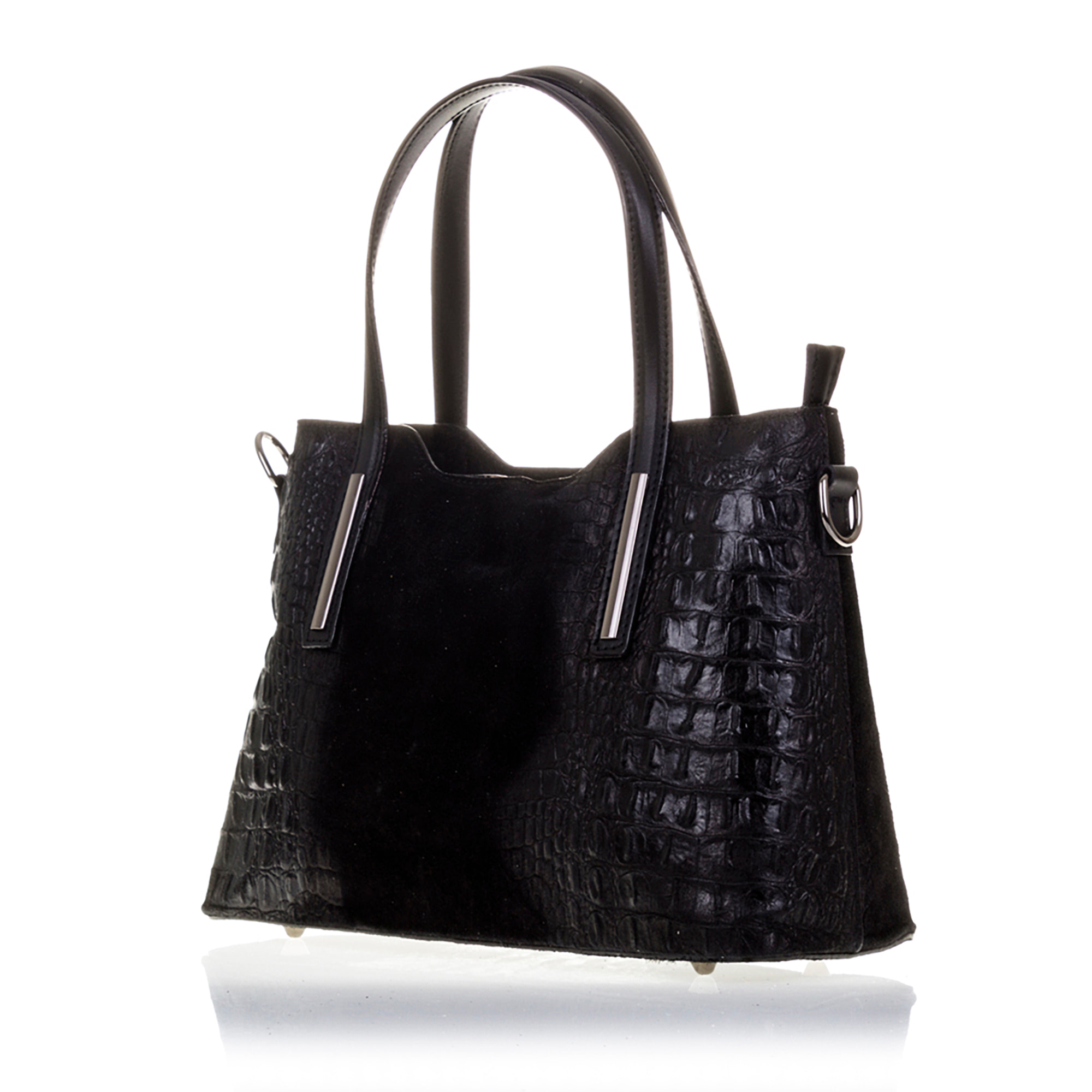 Fiesole Borsa tote Donna.Pelle autentica Camoscio Inciso Coccodrillo