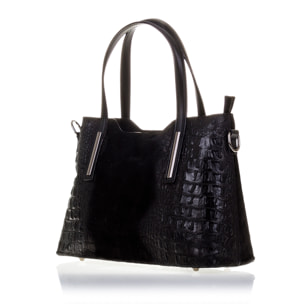 Fiesole Borsa tote Donna.Pelle autentica Camoscio Inciso Coccodrillo