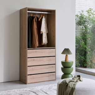 Module dressing décor bois 4 tiroirs 1 penderie MODULO