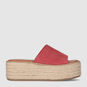 Sandalias de Serraje - Rojo - Tacón: 6 cm