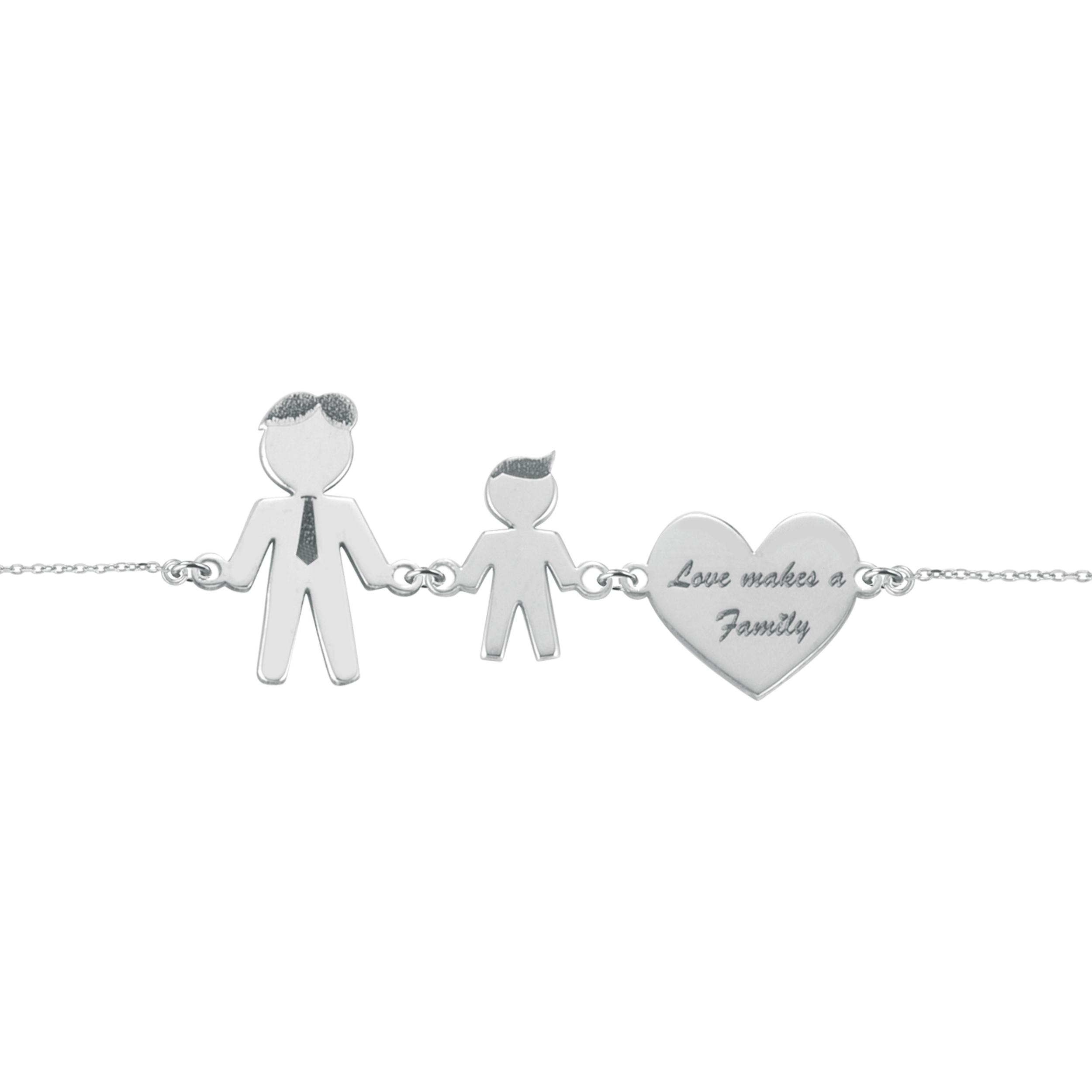 Bracciale Love Makes a Family Papà-Bimbo-Cuore Argento