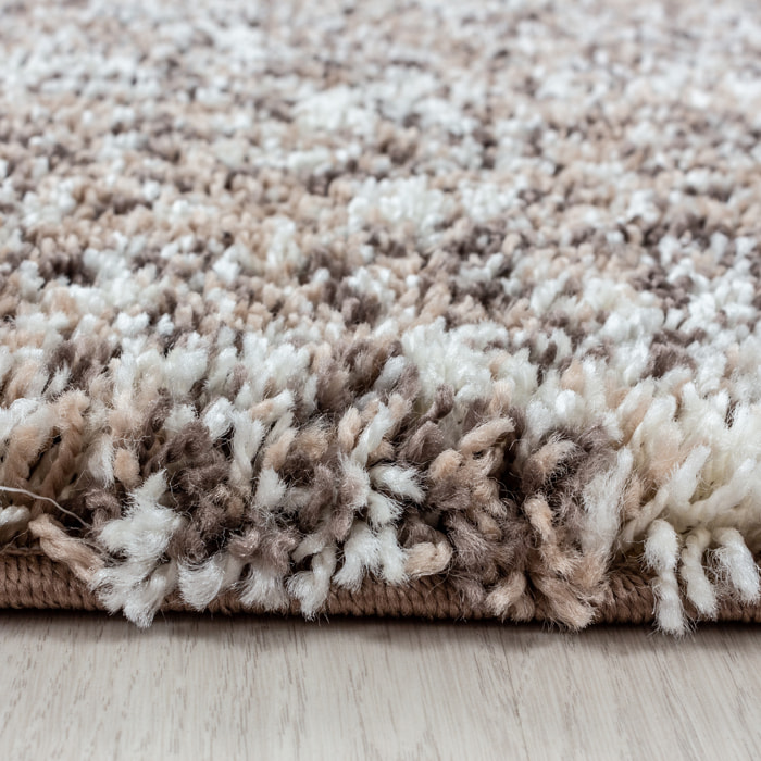 ENJOY - Tapis shaggy rond à poils longs beige