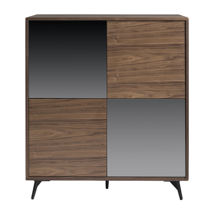 Aparador de nogal y cristal 110x45x124cm