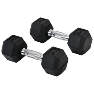 Juego de Mancuernas de 6kg con Barra de Conexión Metálica y Cabeza Hexagonal Juego de Pesas 12kg Total para Entrenamiento en Casa Gimnasio Oficina Negro y Plata