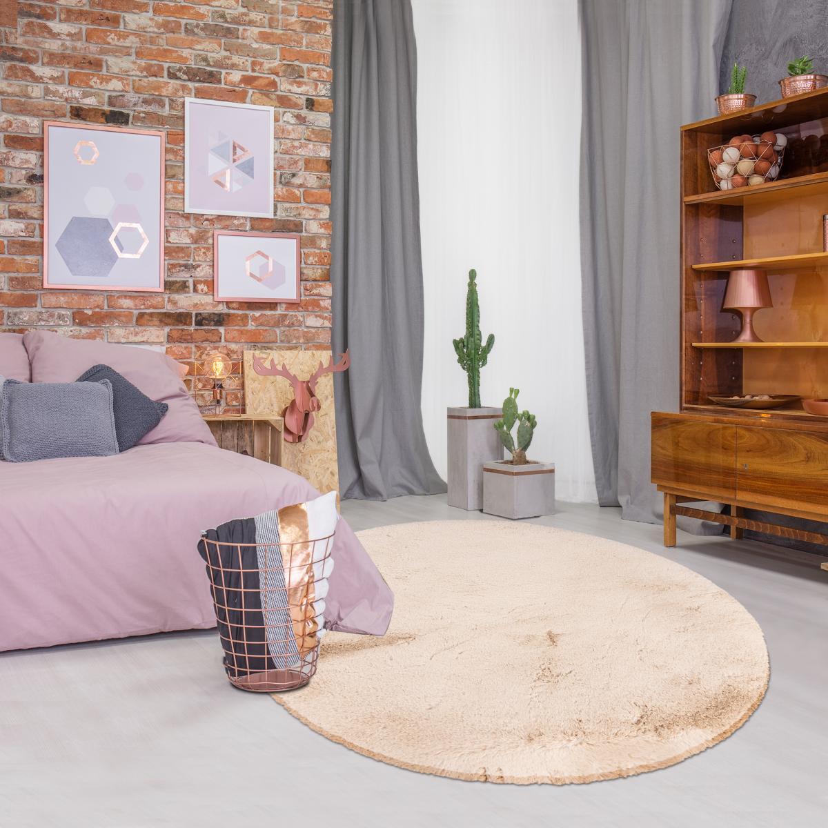 Tapis longs poils shaggy tufté motif uni TELI