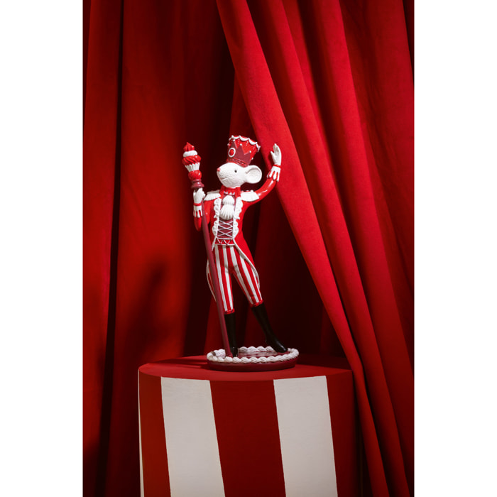 J-Line décoration Souris Cirque + Cake - polyrésine - bordeaux/blanc