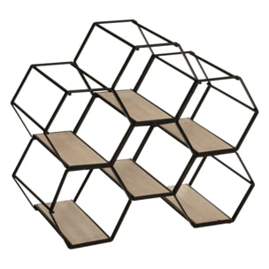 Porte - bouteilles - 6 bouteilles "Arty" - métal et bois - noir - 26x29 - 5 cm