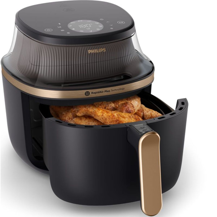 Airfryer PHILIPS NA332/00 Friteuse sans huile avec fenêtre de cuisson Noir/Doré, Série 3000 6.2L