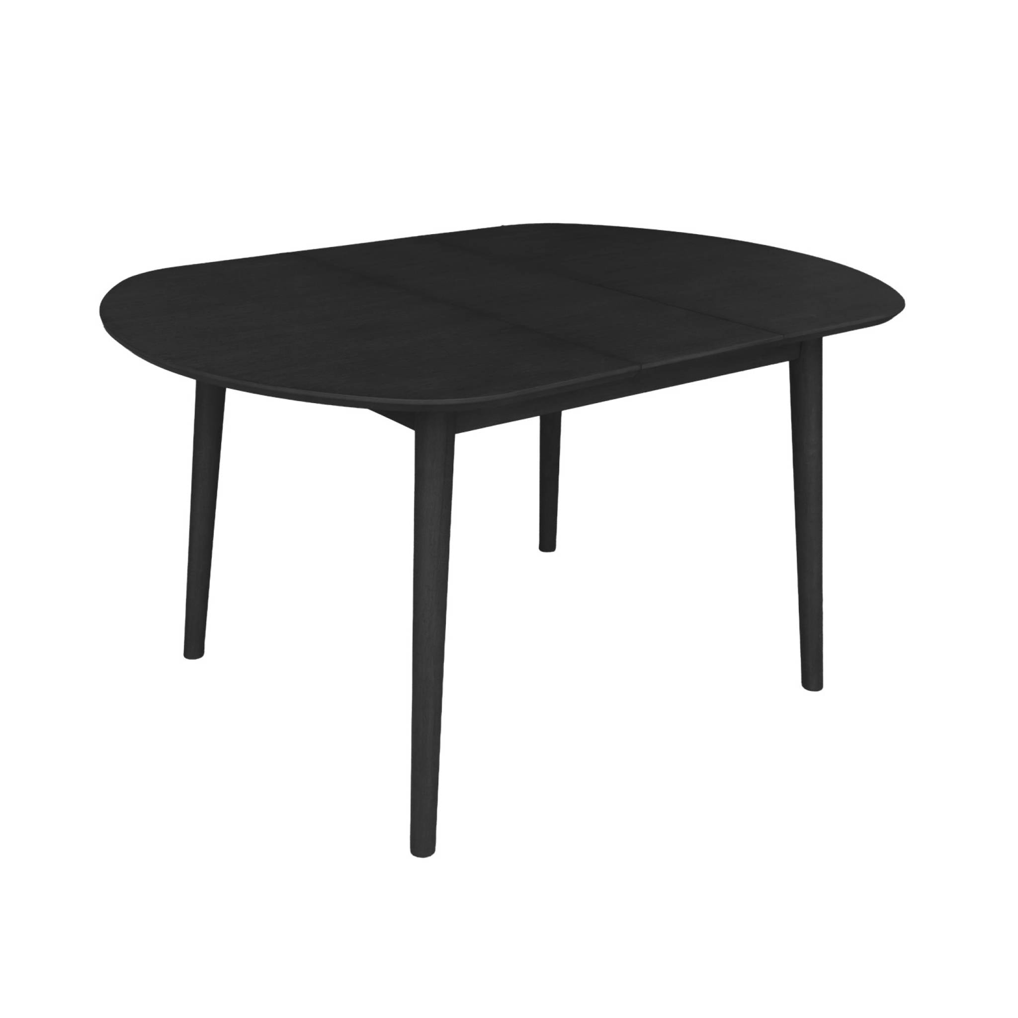 Table à manger ovale extensible bois d'hévéa et placage chêne noir 4-6 places - 110 / 140 x 100 x 75 cm - Lisa