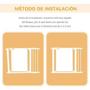 Barrera de Seguridad para Perros Extensible 75-103 cm Barrera para Escalera Puerta con 2 Extensiones Doble Bloqueo Cierre Automático Blanco