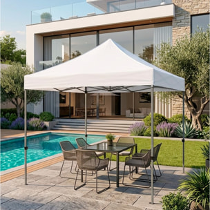 Gazebo Professionale 3x3 M Richiudibile Automatico In Acciaio Con Telo Oxford 1200D PVC Impermeabile e Anti UV A Fisarmonica con Sacche Bianco