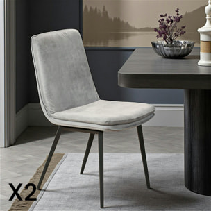 Chaise en velours gris (lot de 2) OKA