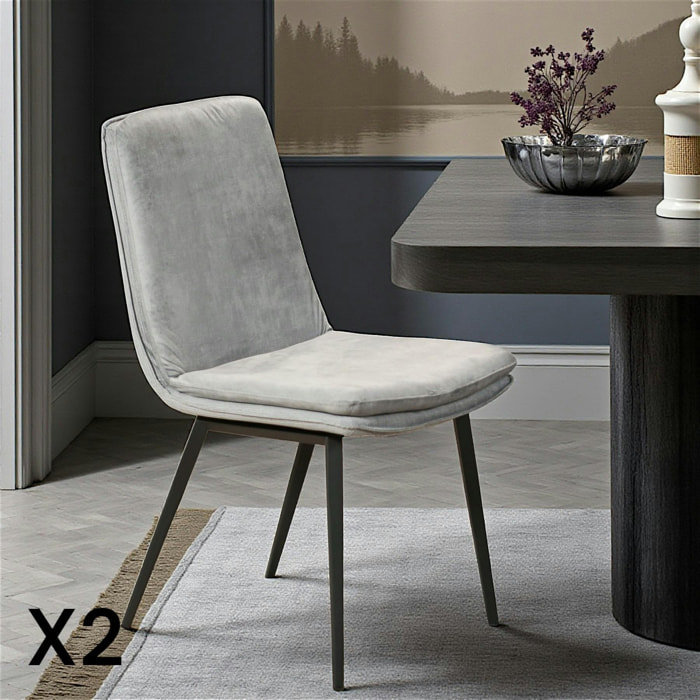 Chaise en velours gris (lot de 2) OKA
