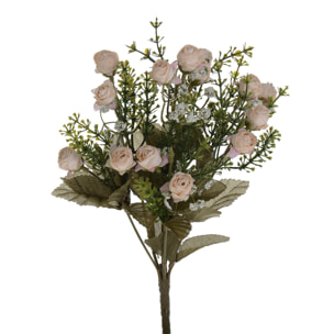 Bouquet Mini Di Rose Boccio. Altezza 34 Cm - Pezzi 4 - 18X34X18cm - Colore: Bianco - Bianchi Dino - Fiori Artificiali