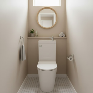 Brevis kit WC à poser sans bride en céramique + robinet eau froide S-Line Pro + tuyau de raccordement Siko (SATBRE34)