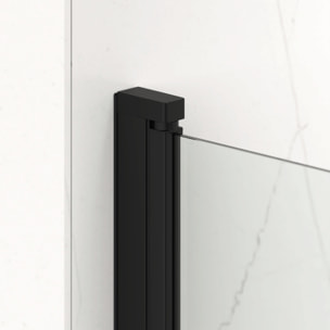 Fusion ensemble porte pivotante /paroi 100x80cm anticalcaire avec profilés noir mat (SATFUD100S80C)