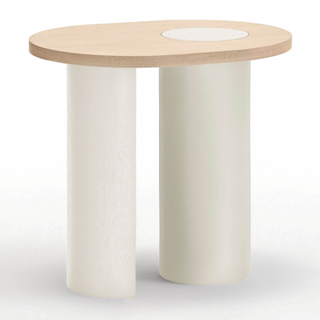 Mesa auxiliar Nori natural claro y patas crema