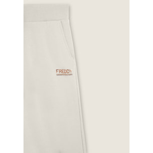 Pantaloni wide leg da donna con logo in strass bicolore