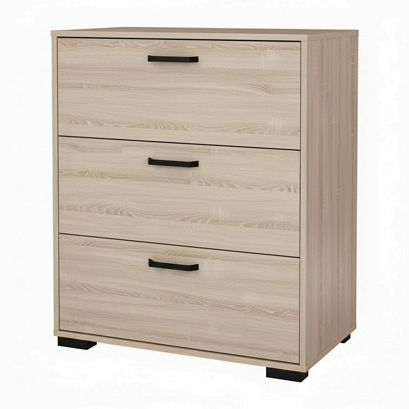 Cassettiera a 3 Cassetti Comò Comodino Mobile Contenitore Salvaspazio Design Moderno Camera da Letto Ingresso Soggiorno 70.2x39.8x82.7 Cm Rovere