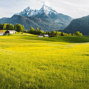Tableau panoramique vallée verte maisons de campagne Toile imprimée