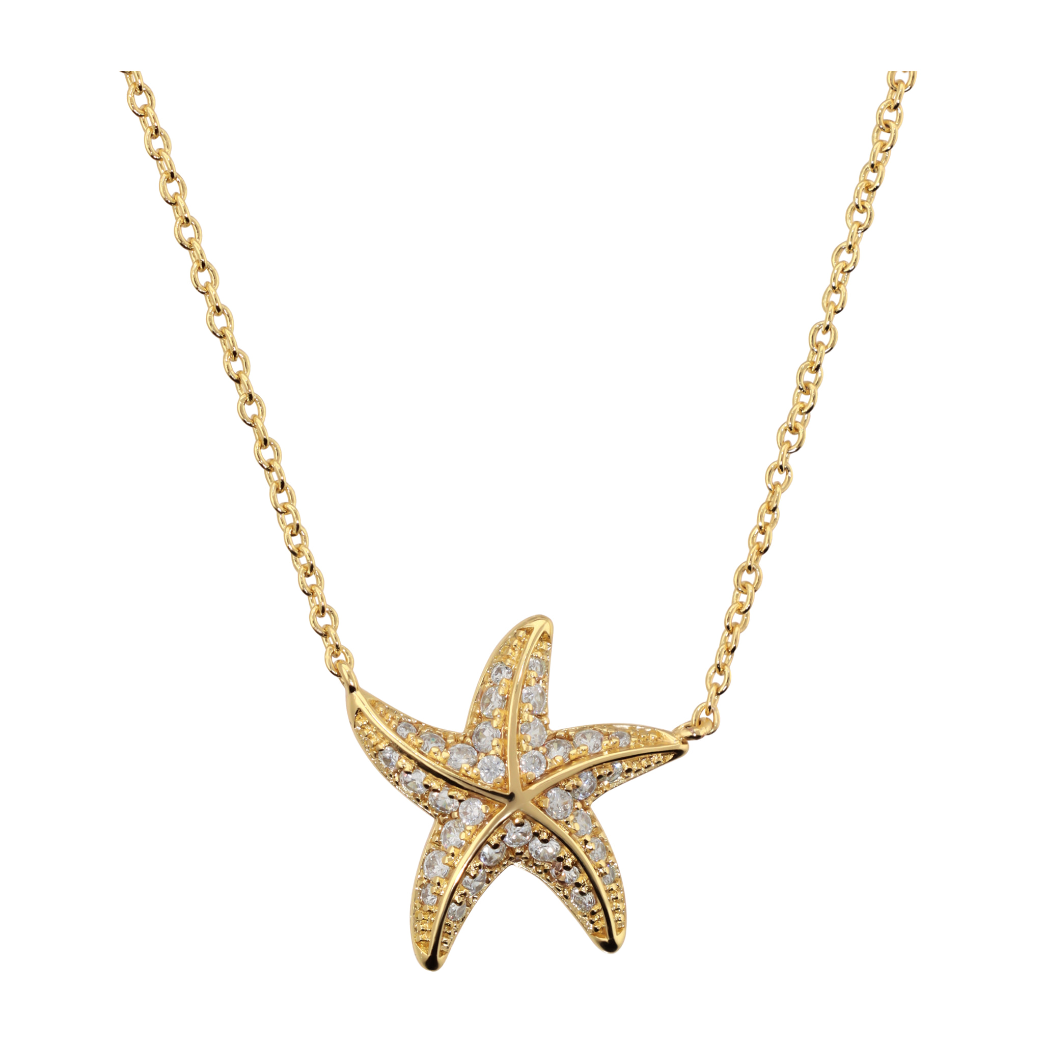 Collana Catena Rolo con Ciondolo Stella di Mare e Pavé di Cubic Zirconia