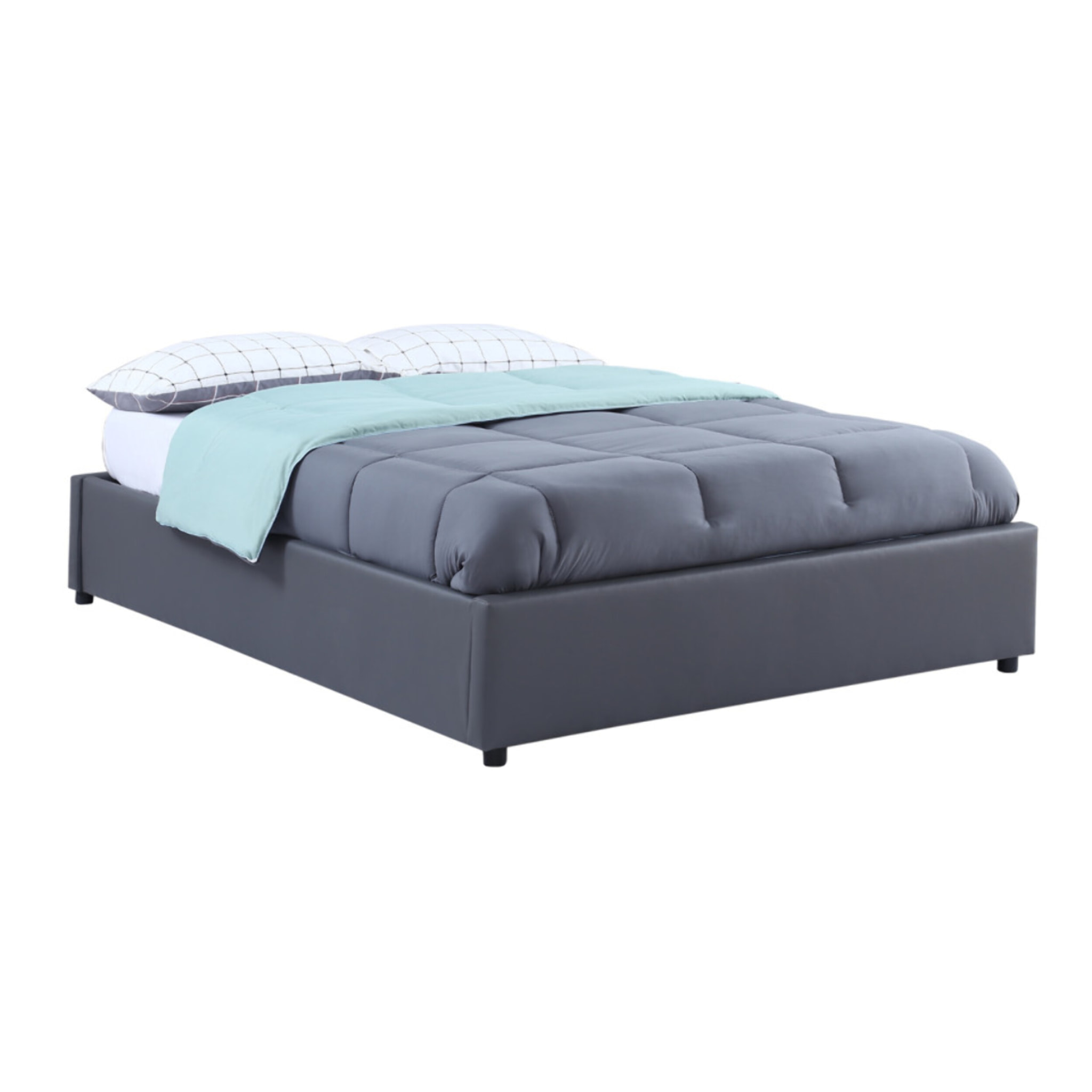 Lit coffre Otta 140x190cm simili cuir gris