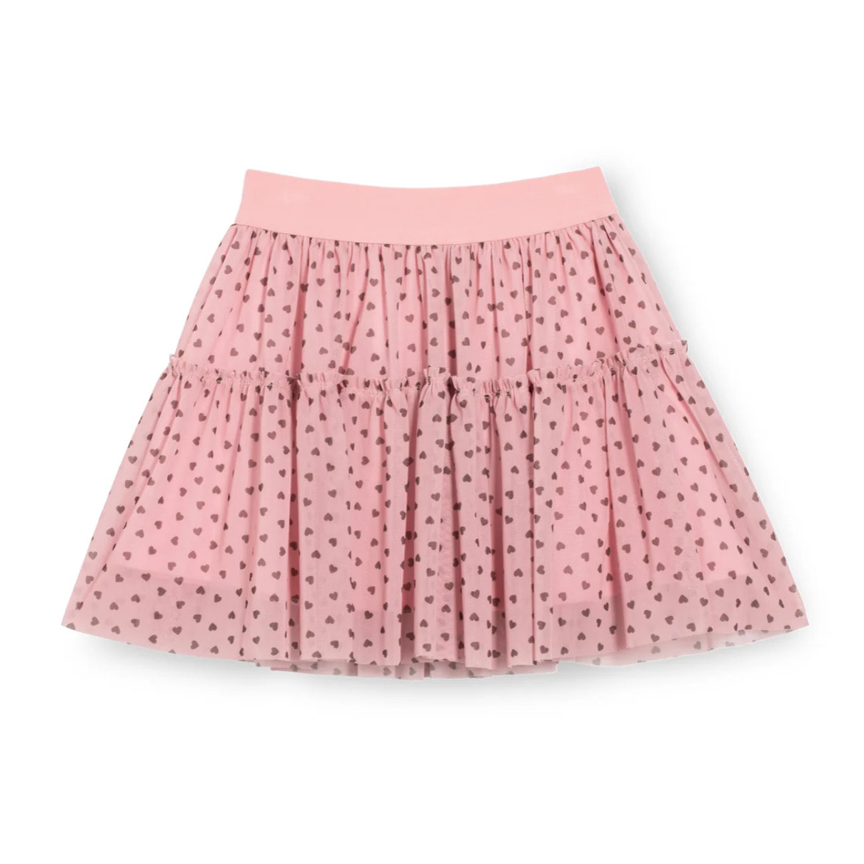 Falda de tul con corazones rosa