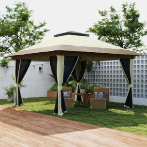 Carpa Plegable Gazebo 3,6x3,6 m Cenador Plegable con 4 Paredes Laterales de Malla Anti-UV Altura Ajustable Bolsa de Arena y Bolsa de Transporte para Camping Fiestas