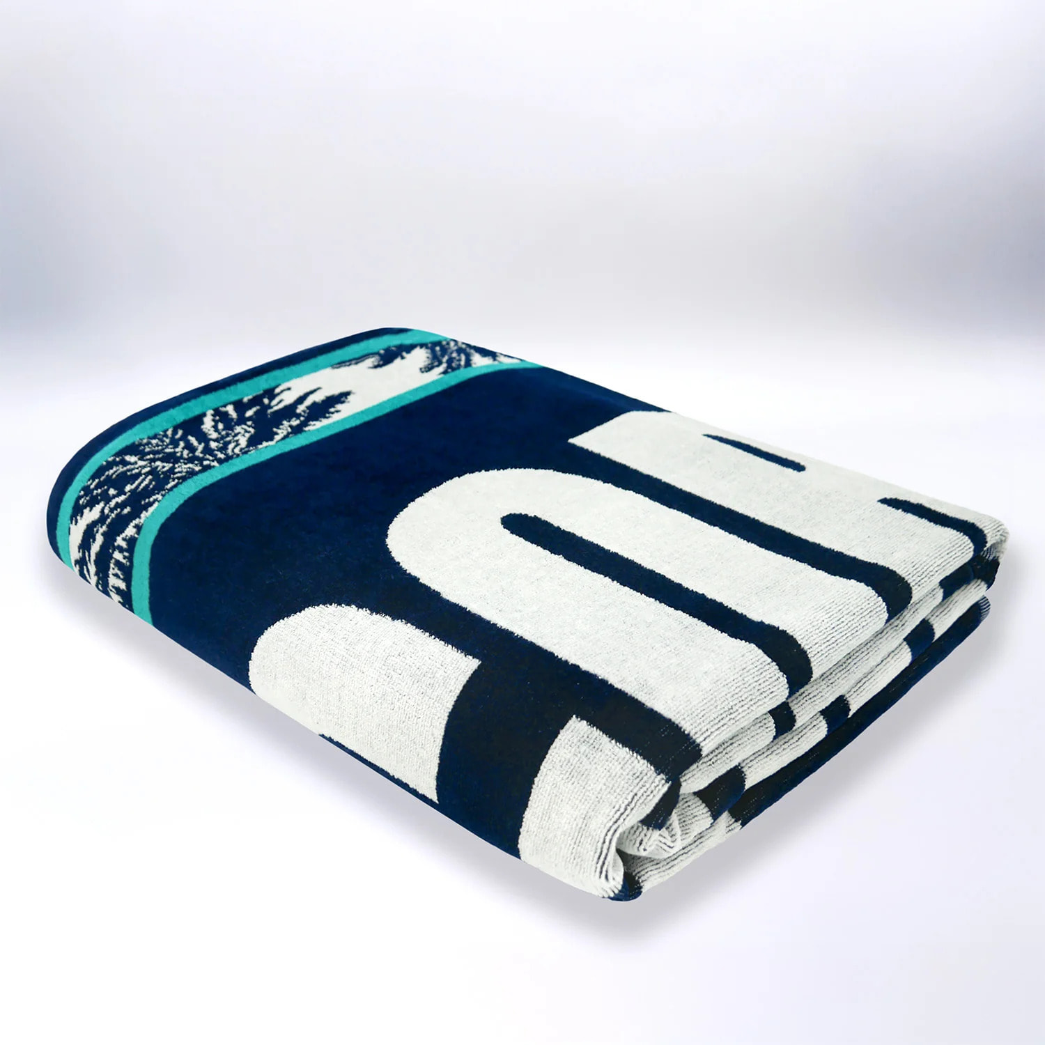 Serviette de plage XL éponge velours Jacquard Bleu 140x180 400g/m² - Bastia