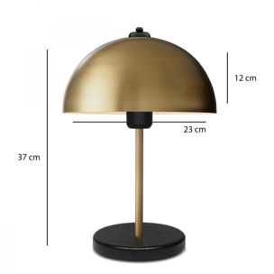 LIN Lampe de table champignon doré 37cm