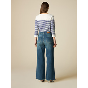 Oltre - Vaqueros wide cropped eco-friendly - Azul