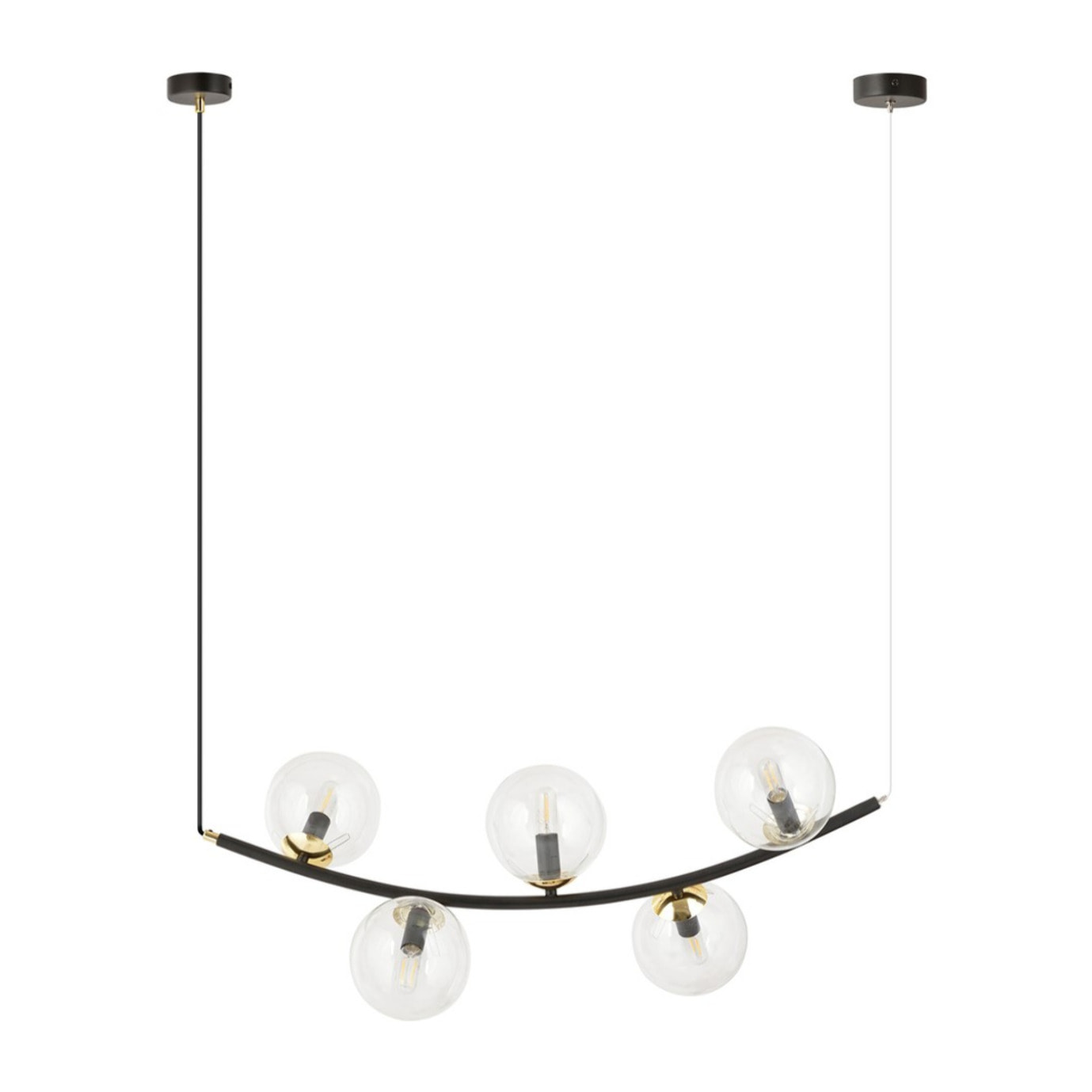 Lampada a sospensione RITZ in acciaio nero e vetro