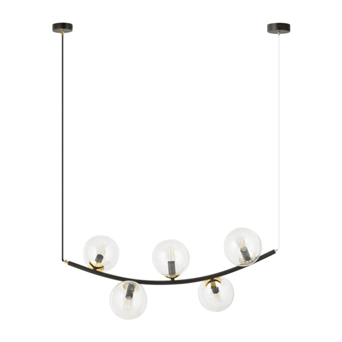 Lampada a sospensione RITZ in acciaio nero e vetro