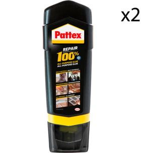 2x Pattex Repair 100 Per Cento Colla Universale - Flacone da 100g