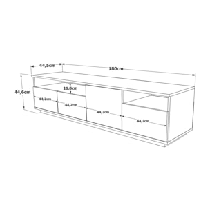 Mobile porta TV Dgiulian, Credenza da soggiorno, Armadio basso per TV, Base parete attrezzata, 180x45h45 cm, Quercia e Antracite