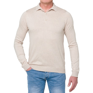 Suéter de cuello polo Hot Buttered Tanjung Beige