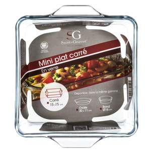 Mini plat carré 13x13 cm en verre 450 ml